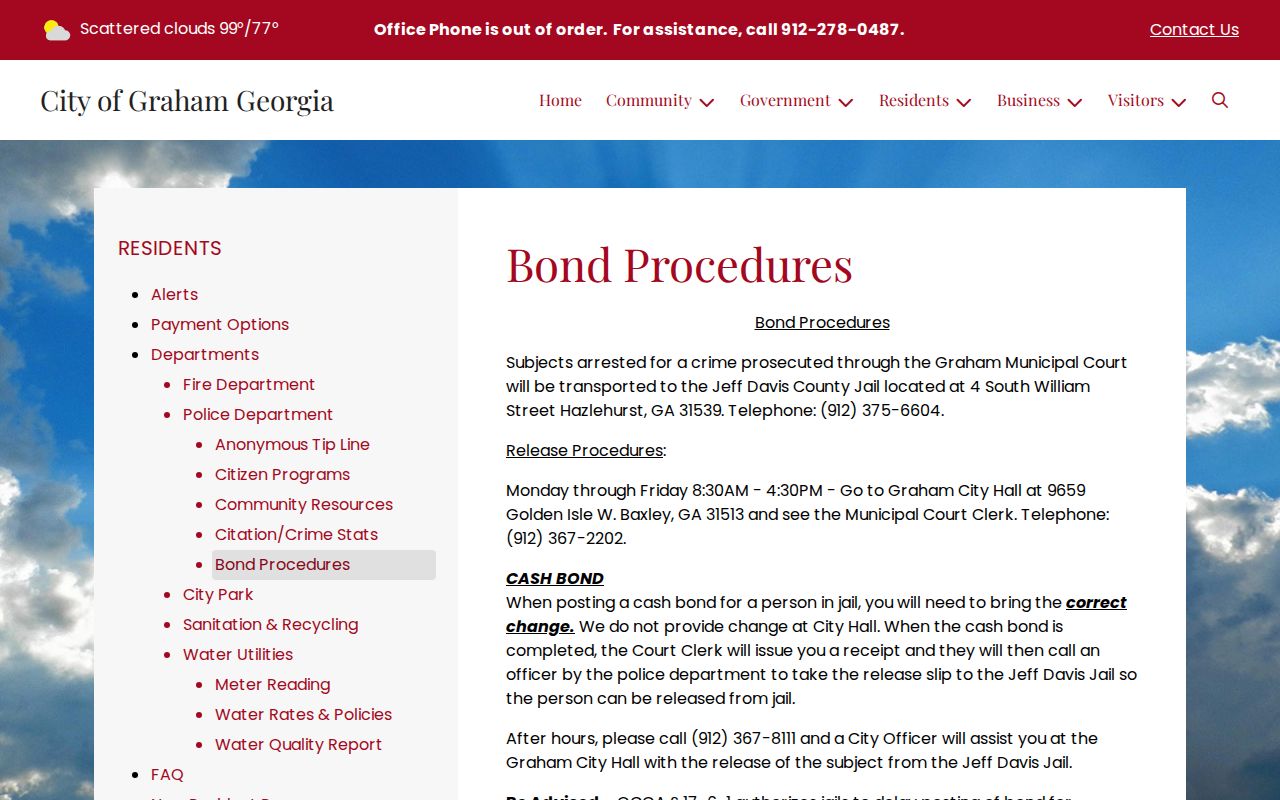 Graham official bond and two-jail booking procedure